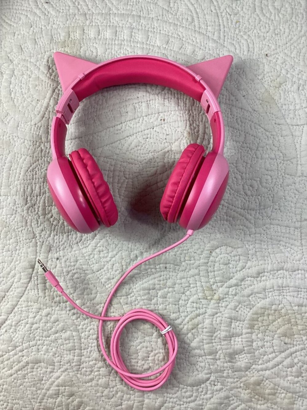 Kids Pink Cat Ear Wired Headphones* Gorsun Adj Headband Soft Cushions 3.5mm Jack